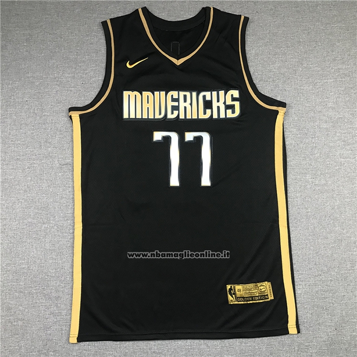 Maglia Golden Edition Dallas Mavericks Luka Doncic #77 2020-21 Nero